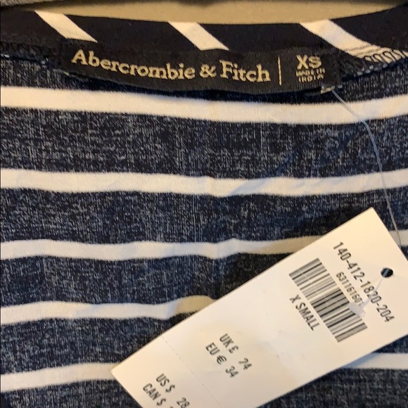 NWT Abercrombie & Fitch XS navy/ white stripe - Picture 3 of 5